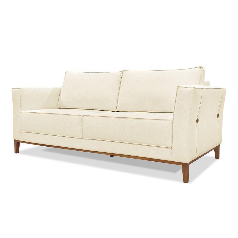 Sofá 2 Lugares Base De Madeira Grace 170 Cm Linho S04 - D'rossi Cor Perola - 1