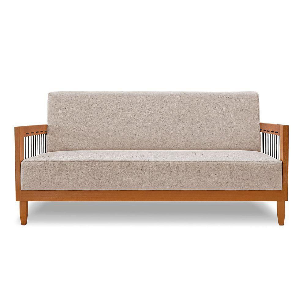 Sofá 2 Lugares Base De Madeira Mariana 160 Cm Linho S04 - D'rossi Cor Areia - 2