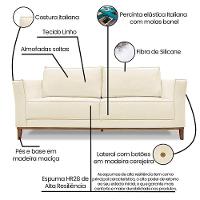 Sofá 3 Lugares Base De Madeira Grace 210 Cm Linho S04 - D'rossi Cor Perola - 6