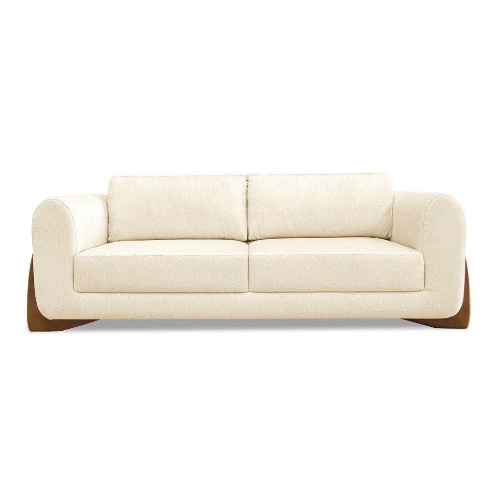 Sofá 2 Lugares Base De Madeira Clarissa 180 Cm Linho S04 - D'rossi Cor Perola - 1