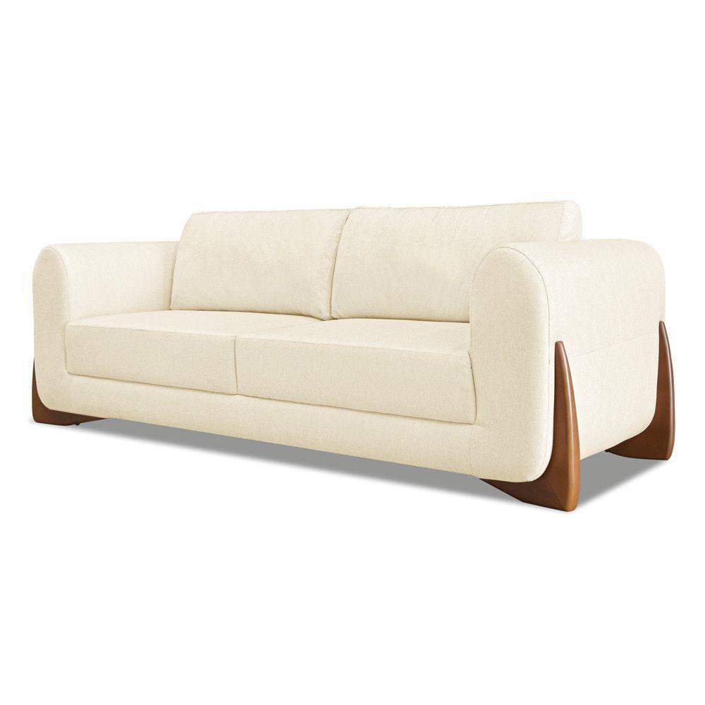 Sofá 2 Lugares Base De Madeira Clarissa 180 Cm Linho S04 - D'rossi Cor Perola - 2