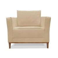 Poltrona Base De Madeira Sala De Estar Grace Linho S04 - D'rossi Cor Dourado - 1