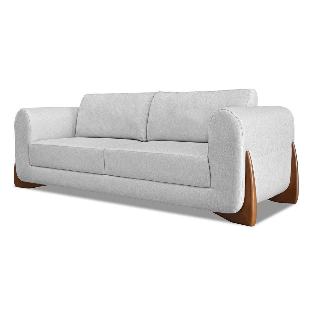 Sofá 2 Lugares Base De Madeira Clarissa 160 Cm Linho S04 - D'rossi Cor Grigio - 1