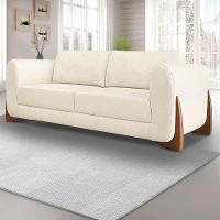 Sofá 2 Lugares Base De Madeira Clarissa 180 Cm Linho S04 - D'rossi Cor Natural - 6