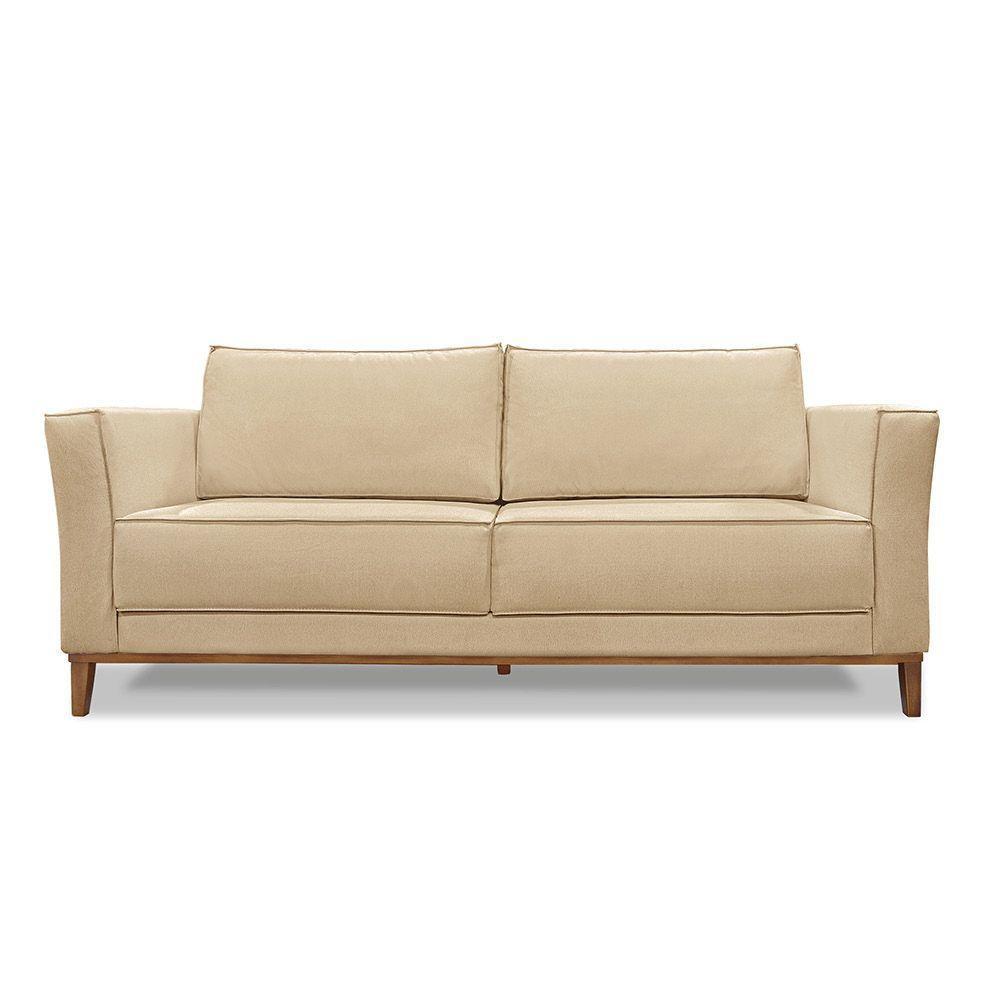 Sofá 2 Lugares Base De Madeira Grace 170 Cm Linho S04 - D'rossi Cor Dourado - 1