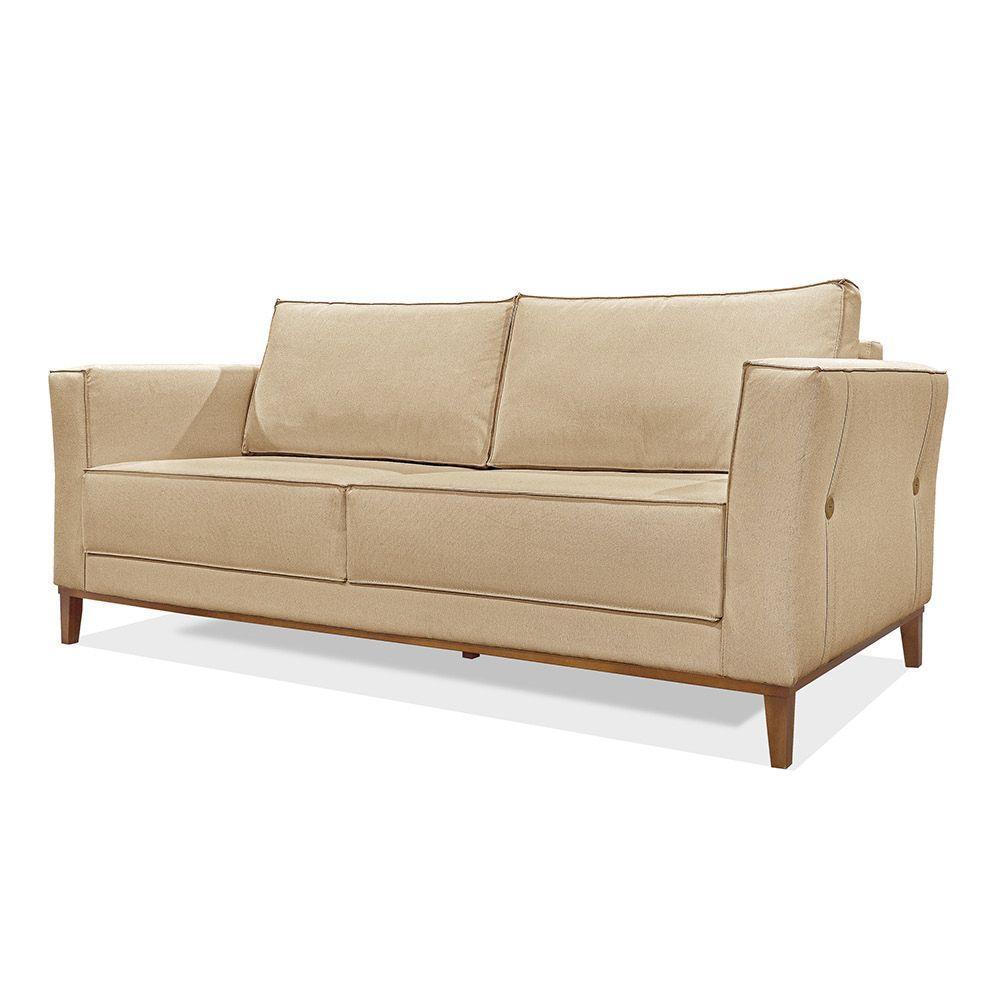 Sofá 2 Lugares Base De Madeira Grace 170 Cm Linho S04 - D'rossi Cor Dourado - 2