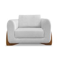 Poltrona Sala De Estar Base De Madeira Clarissa Linho S04 - D'rossi Cor Grigio - 1