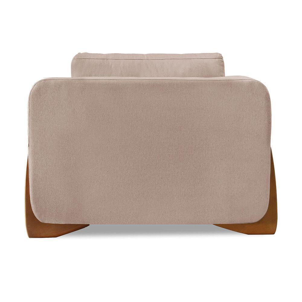 Poltrona Sala De Estar Base De Madeira Clarissa Linho S04 - D'rossi Cor Areia - 5