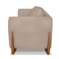 Poltrona Sala De Estar Base De Madeira Clarissa Linho S04 - D'rossi Cor Areia
