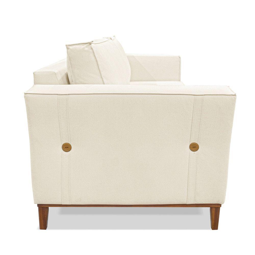 Sofá 2 Lugares Base De Madeira Grace 170 Cm Linho S04 - D'rossi Cor Natural - 4