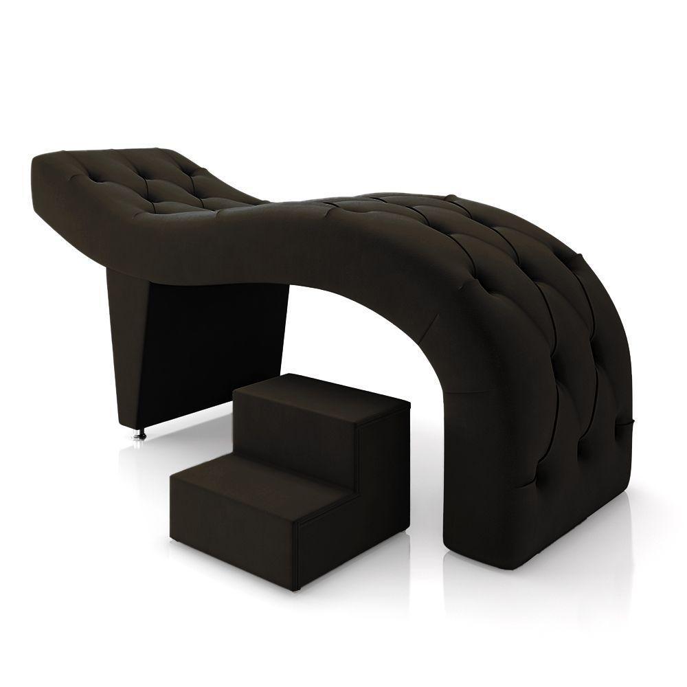 Maca De Estética Para Massagem Cílios Fixa Lash Estofada Com Escada Veludo Marrom G83 - 1