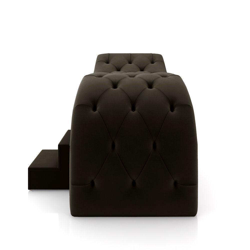 Maca De Estética Para Massagem Cílios Fixa Lash Estofada Com Escada Veludo Marrom G83 - 5