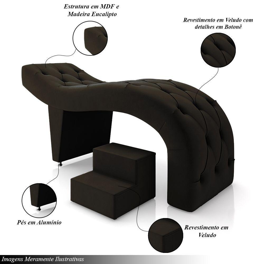 Maca De Estética Para Massagem Cílios Fixa Lash Estofada Com Escada Veludo Marrom G83 - 6