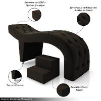 Maca De Estética Para Massagem Cílios Fixa Lash Estofada Com Escada Veludo Marrom G83 - 6