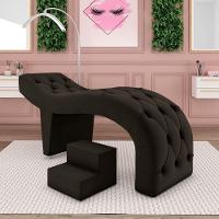 Maca De Estética Para Massagem Cílios Fixa Lash Estofada Com Escada Veludo Marrom G83 - 7