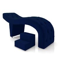 Maca De Estética Para Massagem Cílios Fixa Lash Estofada Com Escada Veludo Azul G83 - 1