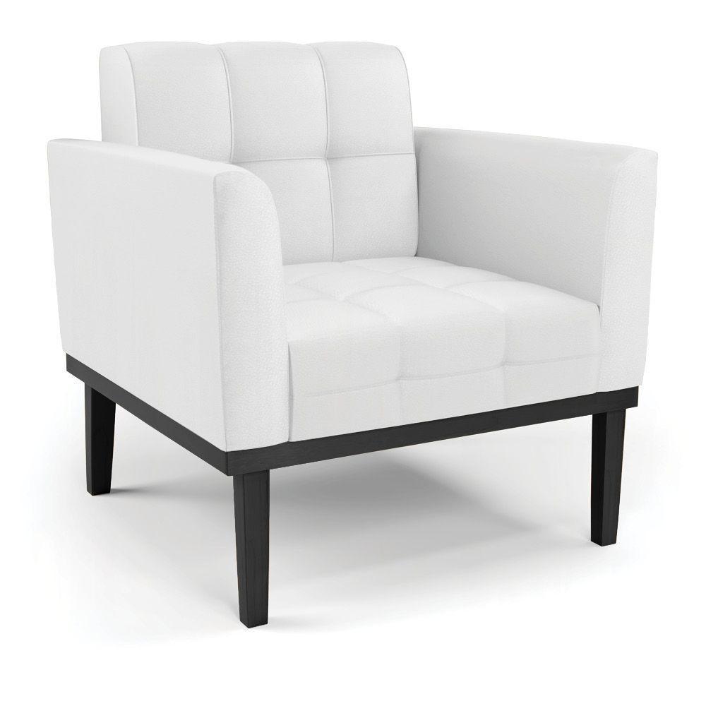 Poltrona Base De Madeira Fixa Preto Elisa Corino D03 - D'rossi Cor Branco - 1