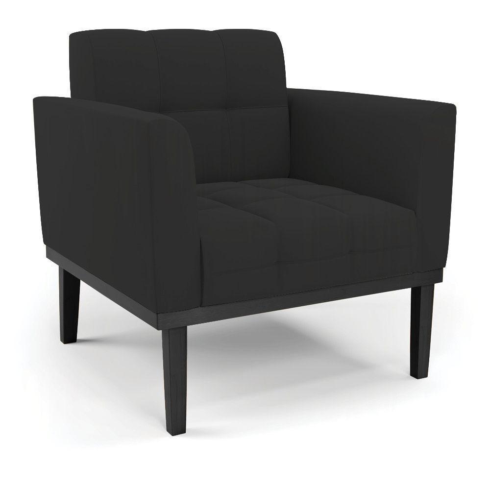 Poltrona Base De Madeira Fixa Preto Elisa Veludo D03 - D'rossi Cor Preto - 1