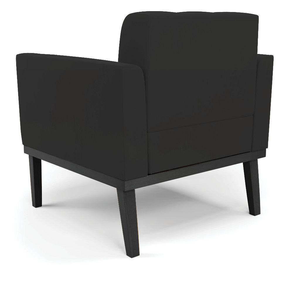 Poltrona Base De Madeira Fixa Preto Elisa Veludo D03 - D'rossi Cor Preto - 3