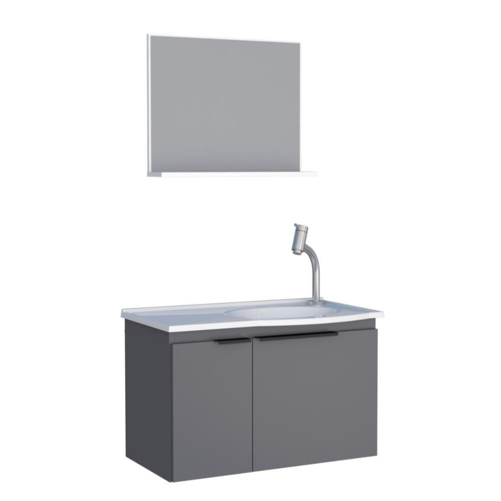 Armário Com Espelho Para Banheiro Almada Cinza - 1