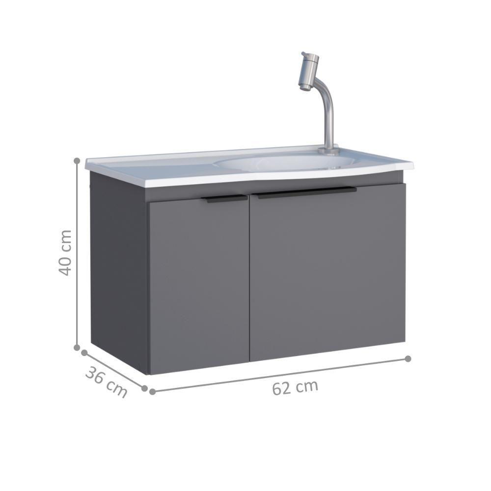 Armário Com Espelho Para Banheiro Almada Cinza - 5