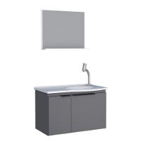 Armário Com Espelho Para Banheiro Almada Cinza - 1