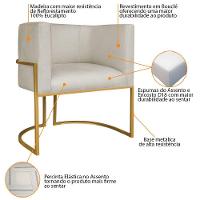 Kit Divã Luna 160cm Lado Esquerdo E 02 Poltronas Base De Ferro Dourado Bouclé Bege