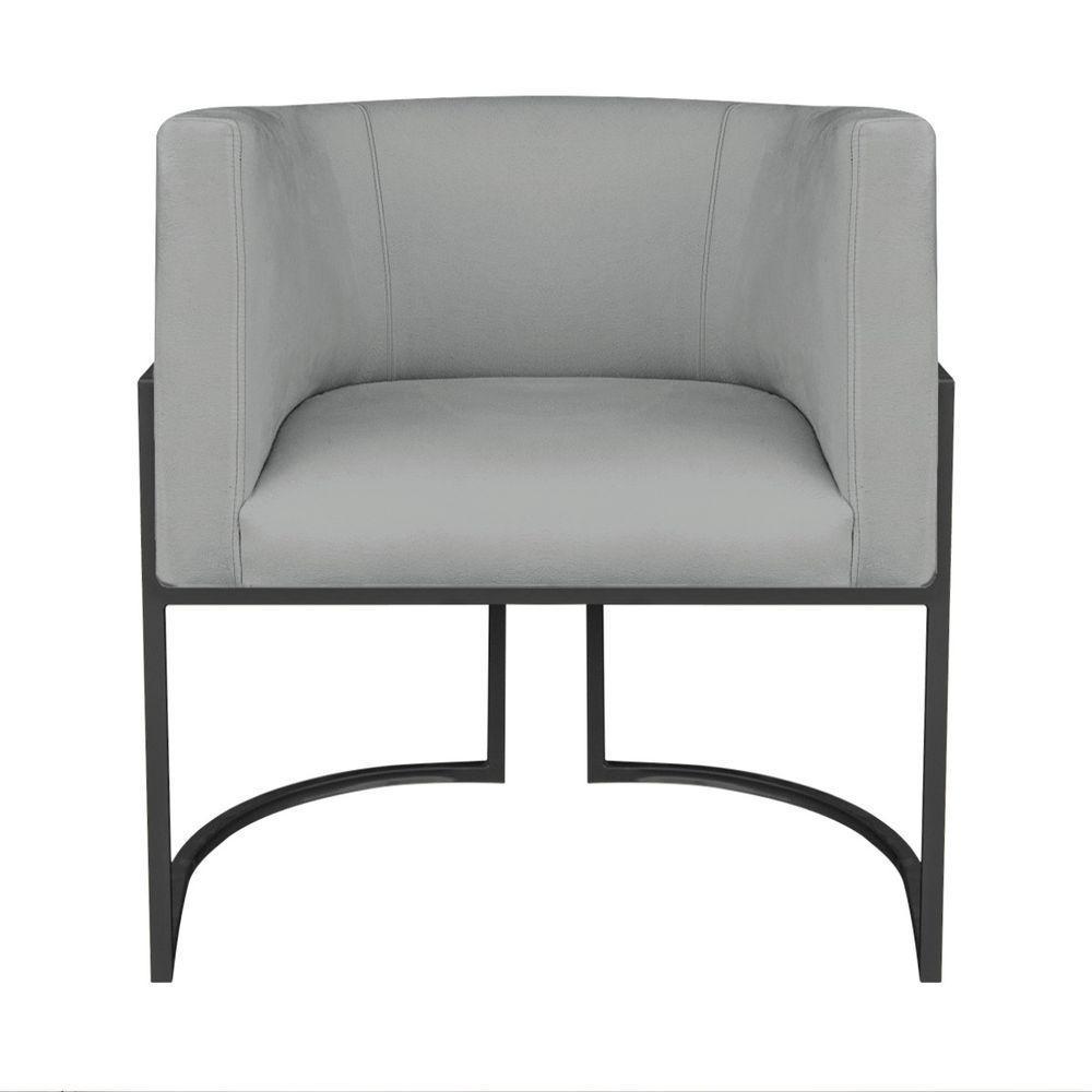 Kit Divã Luna 140cm Lado Esquerdo E 02 Poltronas Base De Ferro Preto Bouclé Cinza - 2