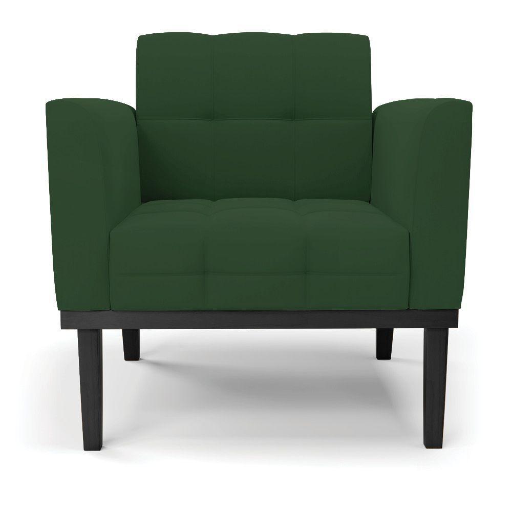 Poltrona Base De Madeira Fixa Preto Elisa Veludo Verde D03 - D'rossi - 5