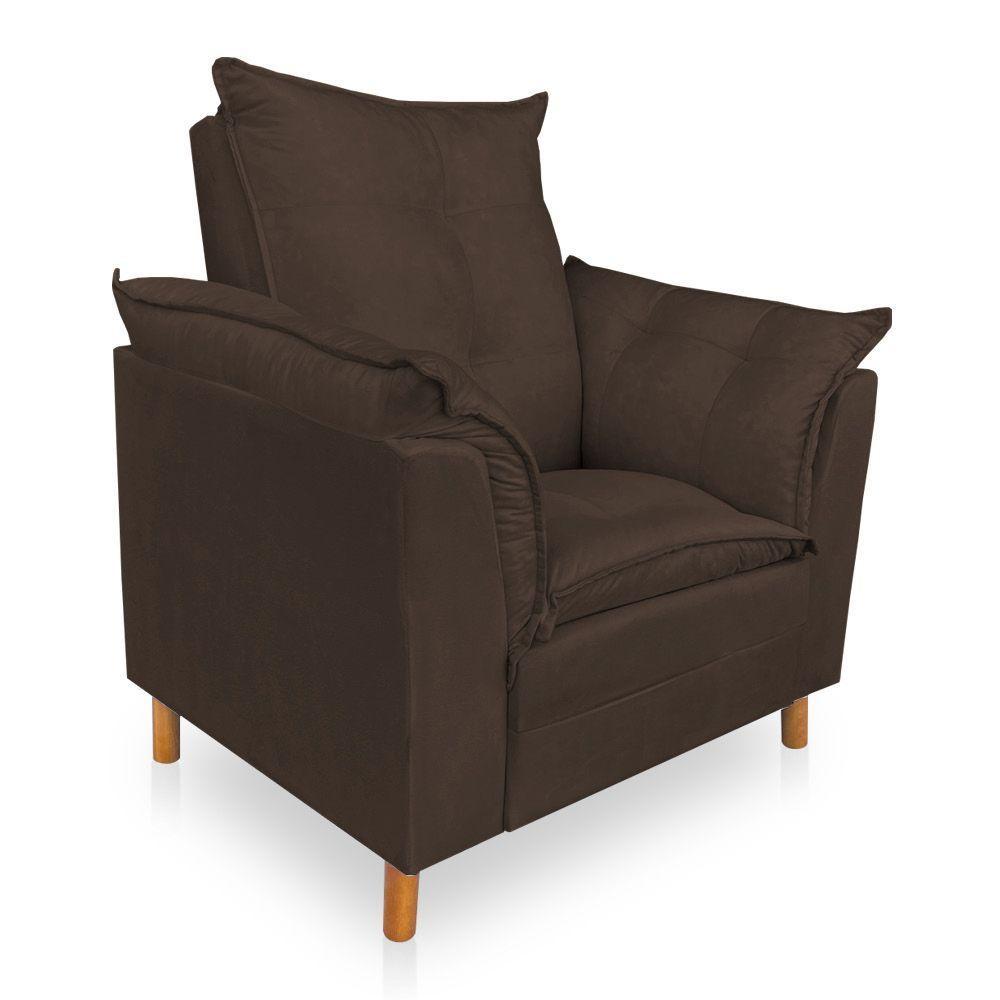 Poltrona De Amamentação Com Puff Laura Suede - Pallazio Cor Marrom - 8