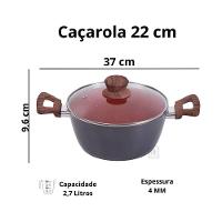 Panela Caçarola Nano Cerâmica Antiaderente Indução Tv 22cm - 4