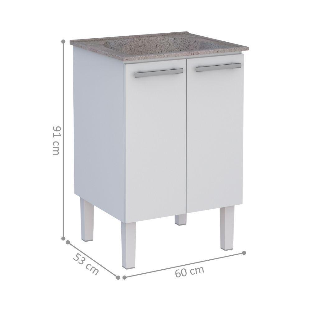 Gabinete Para Lavanderia Em Aço Com Tanque Surubim Branco - 2