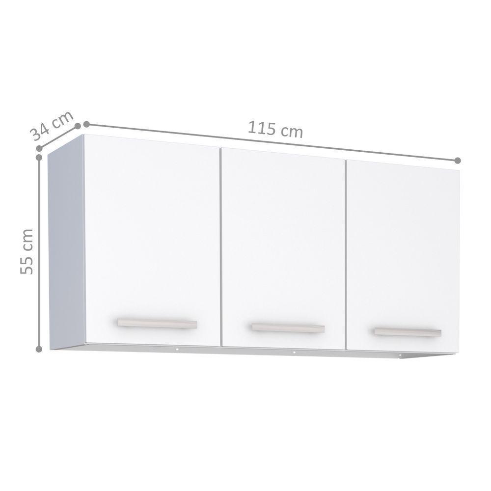 Armário Suspenso 3 Portas Codajás Branco - 3