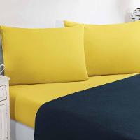 Jogo De Cama Malha Lençol 100% Algodão Gran Moratta 4 Peças Queen - Azul Marinho-amarelo. - 2