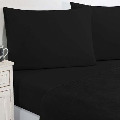Jogo De Cama Malha Lençol 100% Algodão Gran Moratta 4 Peças Queen - Preto-preto.