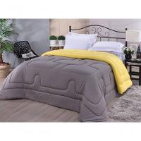 Edredom Dupla Face 100% Algodão Malha Queen Gran Moratta 01 Peça - Cinza-amarelo - 2