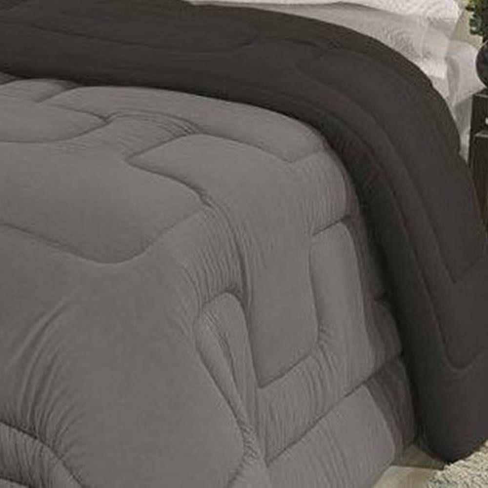 Edredom Dupla Face 100% Algodão Malha Solteiro Gran Moratta 01 Peça - Cinza-preto - 5