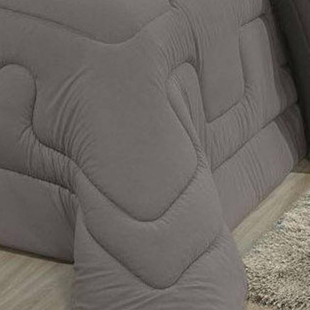 Edredom Dupla Face 100% Algodão Malha Solteiro Gran Moratta 01 Peça - Cinza-preto - 6