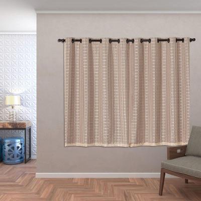 Cortina Blackout Pvc Com Tecido Voil Xadrez 2,80 M X 1,60 M - Avelã.