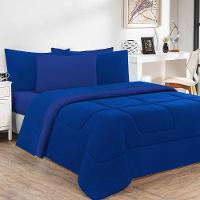 Kit Edredom Malha 100% Algodão Gran Moratta 2 Peças Solteiro - Azul Royal-azul Royal - 3