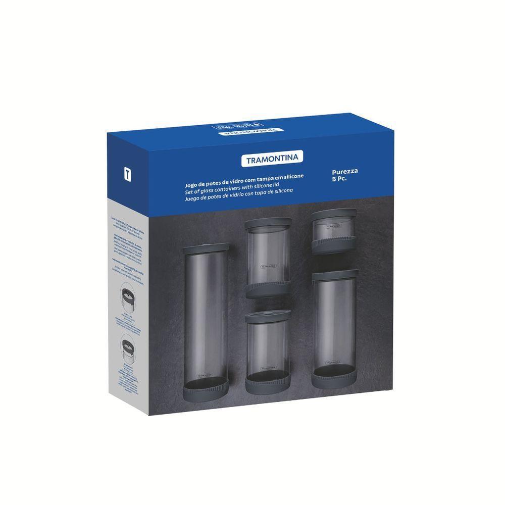 Jogo De Potes De Vidro Herméticos Tramontina Em Borossilicato Com Tampa - 2