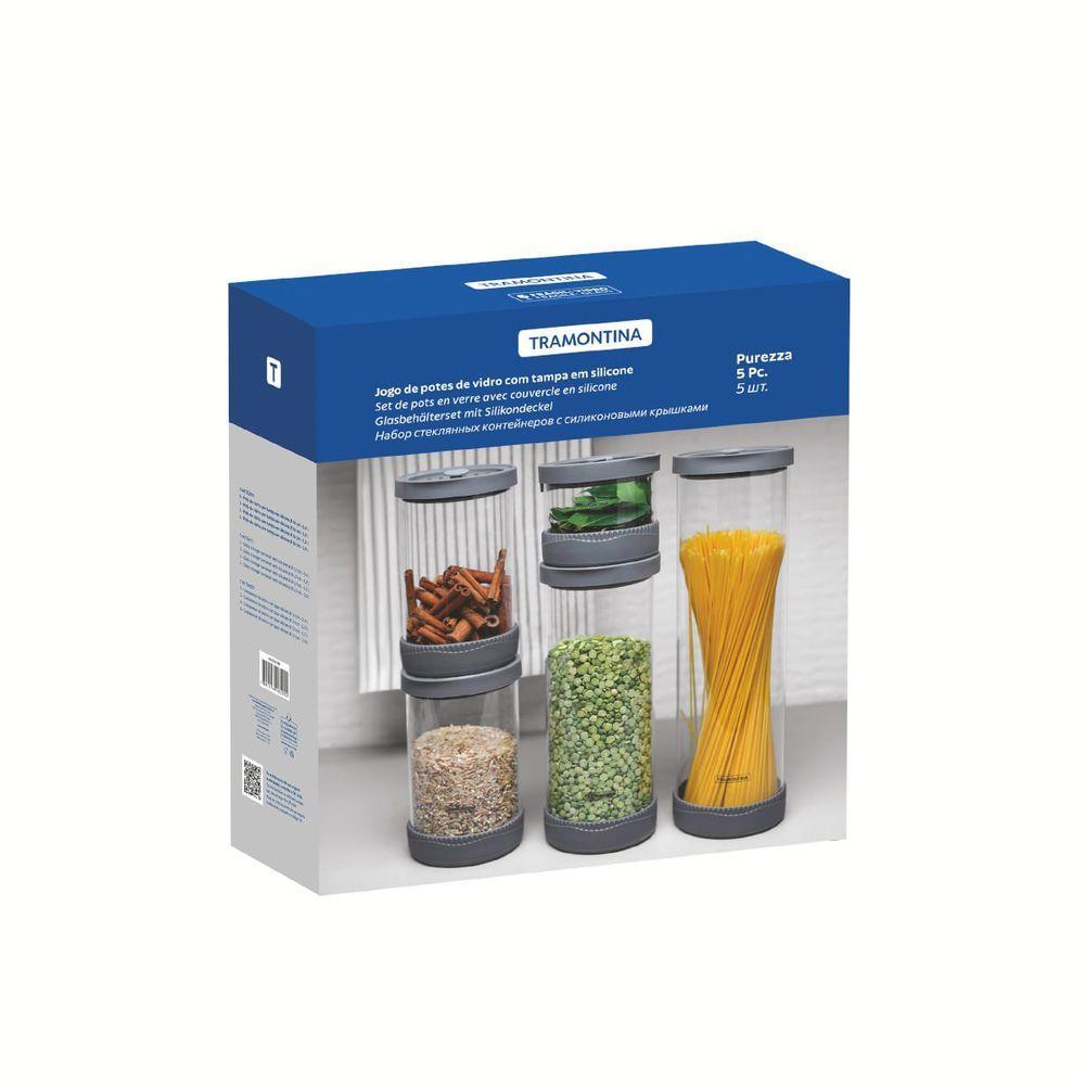 Jogo De Potes De Vidro Herméticos Tramontina Em Borossilicato Com Tampa - 5