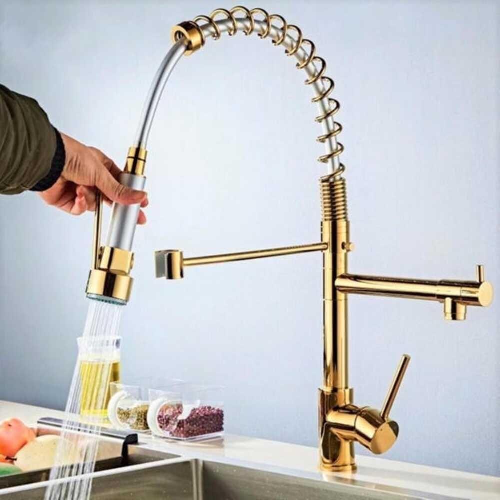 Torneira Gourmet 50cm Com Misturador Monocomando Dourada De Bancada Belcca Tgm50d-bl - 3