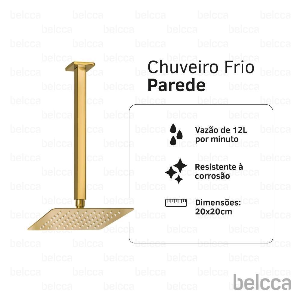 Chuveiro Ducha Slim Quadrado De Teto 20x20cm Dourado Belcca - Cdt01-dr - 3