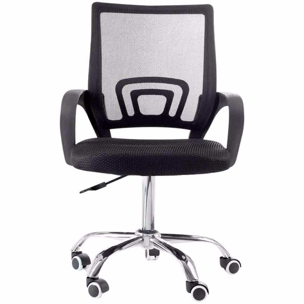 Cadeira De Escritório Secretária Base Cromada Com Rodinha Fortt Milão Preta - Csf07-p - 4