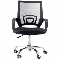 Cadeira De Escritório Secretária Base Cromada Com Rodinha Fortt Milão Preta - Csf07-p