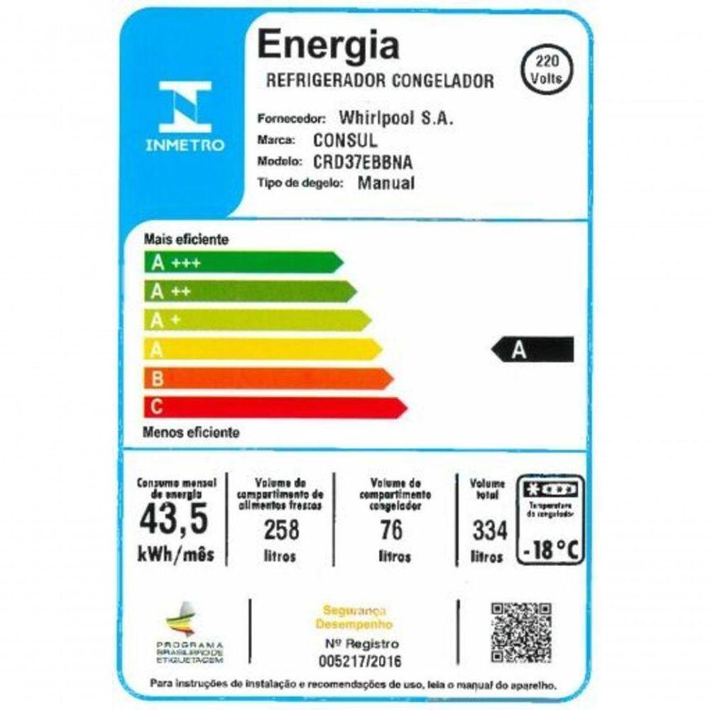 Geladeira Consul Cycle Defrost Duplex 334 Litros Branca Com Freezer Supercapacidade CRD37EB 220v - 6