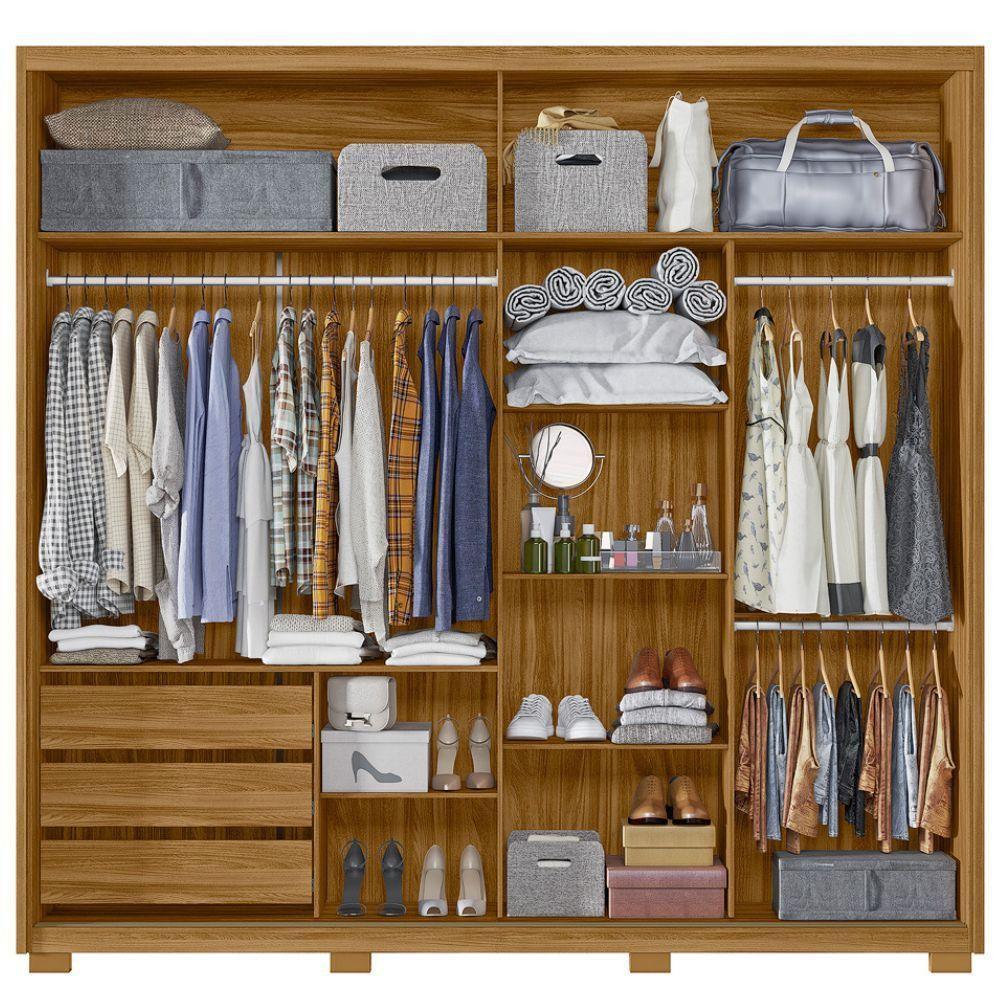 Guarda Roupa Moval Dhara 2 Portas Deslizantes Com 3 Espelhos Freijo-off White - 2