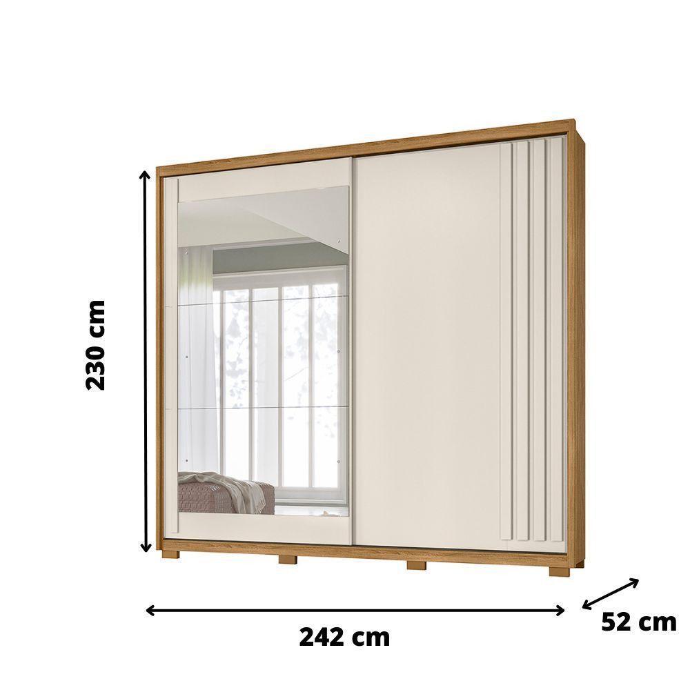 Guarda Roupa Moval Dhara 2 Portas Deslizantes Com 3 Espelhos Freijo-off White - 4