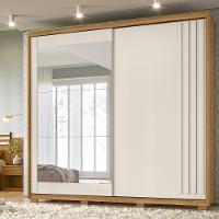 Guarda Roupa Moval Dhara 2 Portas Deslizantes Com 3 Espelhos Freijo-off White - 1